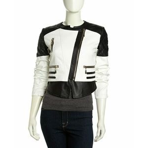 🏁 Raison D'Etre Black and White Moto Jacket 🏁
